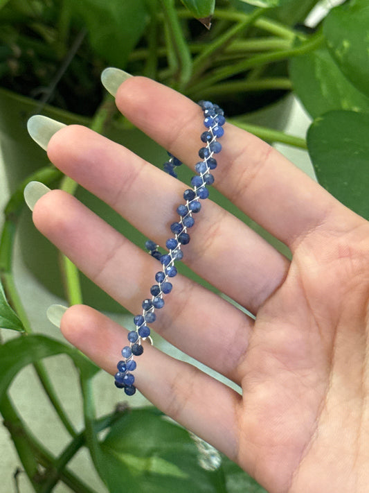 Blue Aventurine Braided Adjustable Silver Bracelet