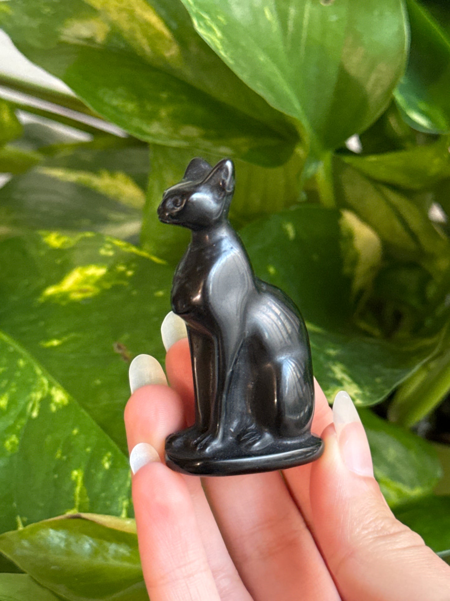 Obsidian Cat Carving