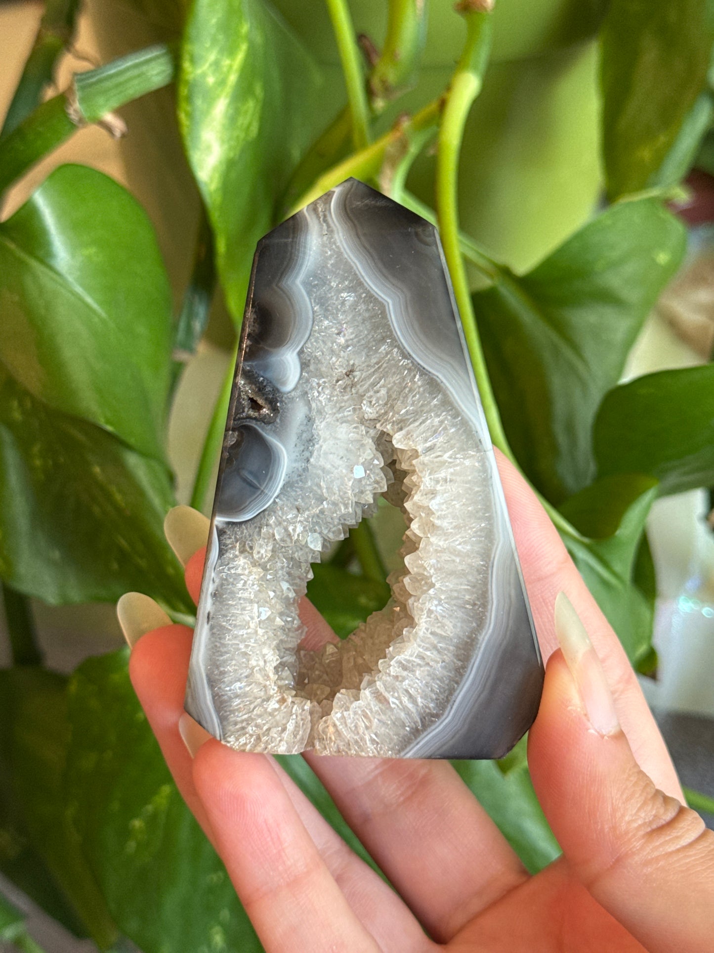 Fairy Portal Druzy Black Agate & Quartz Tower