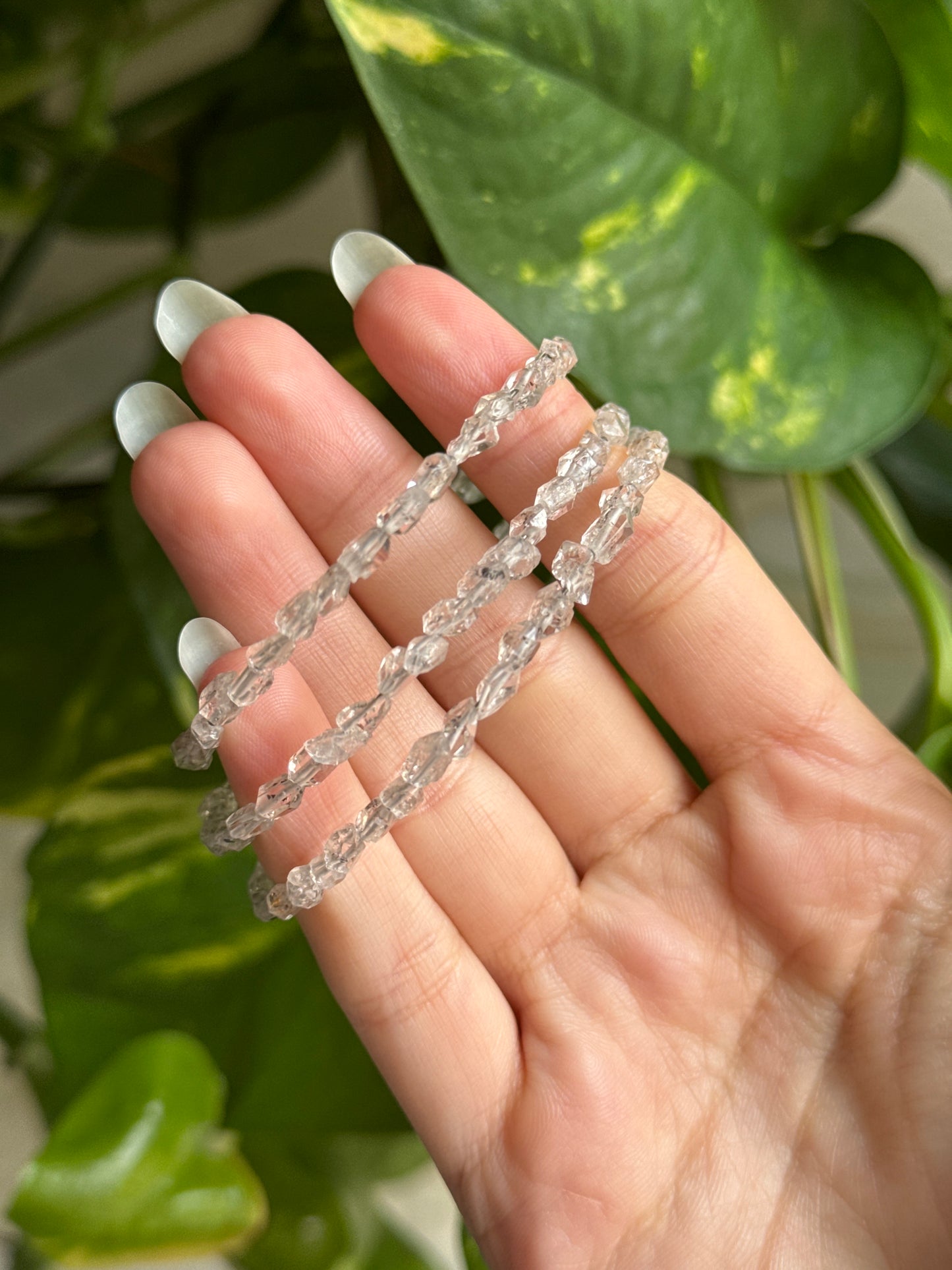 Herkimer Diamond Triple Stack Bangle Bracelet