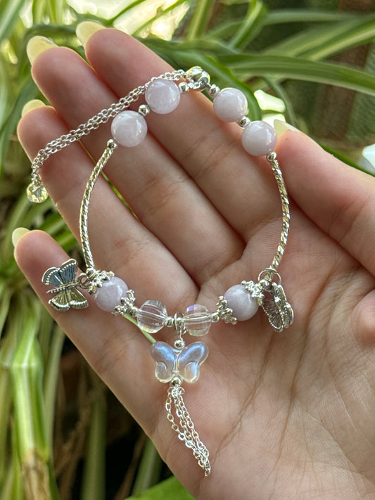 Kunzite Butterfly Adjustable Bracelet