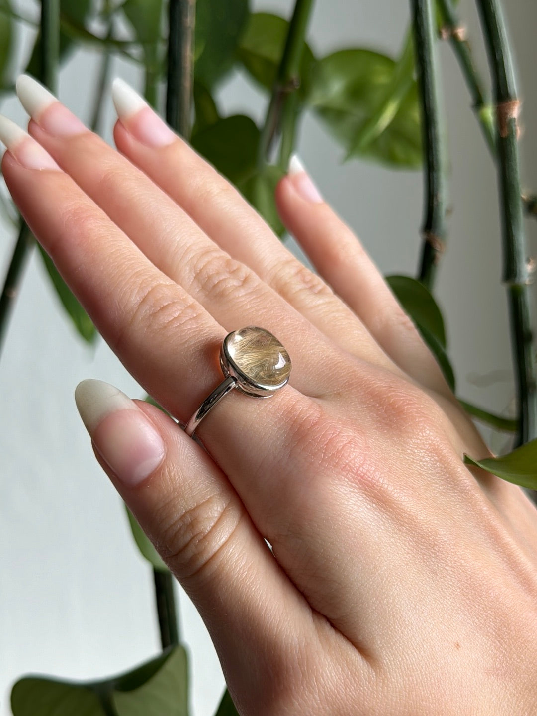 High Grade Gold Rutile in Quartz Adjustable Ring B