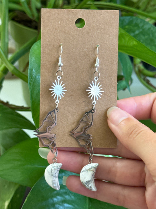 Howlite Bat Earrings