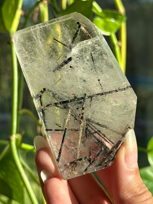 Black Tourmaline in Quartz Slab