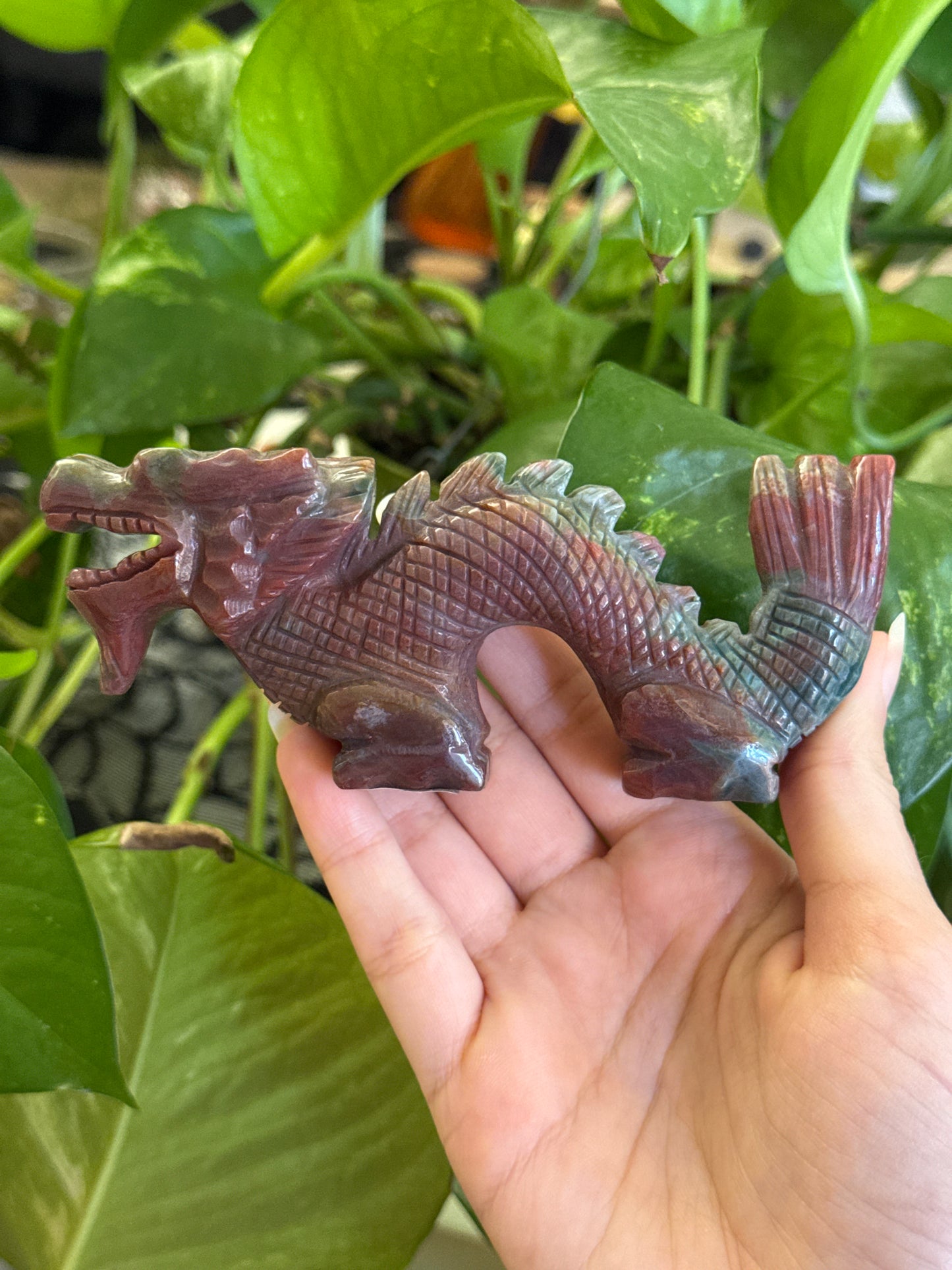 Ocean Jasper Hand Carved Dragon