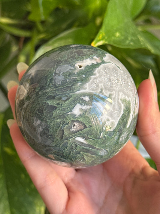 Moody Moss Agate Sphere 66mm