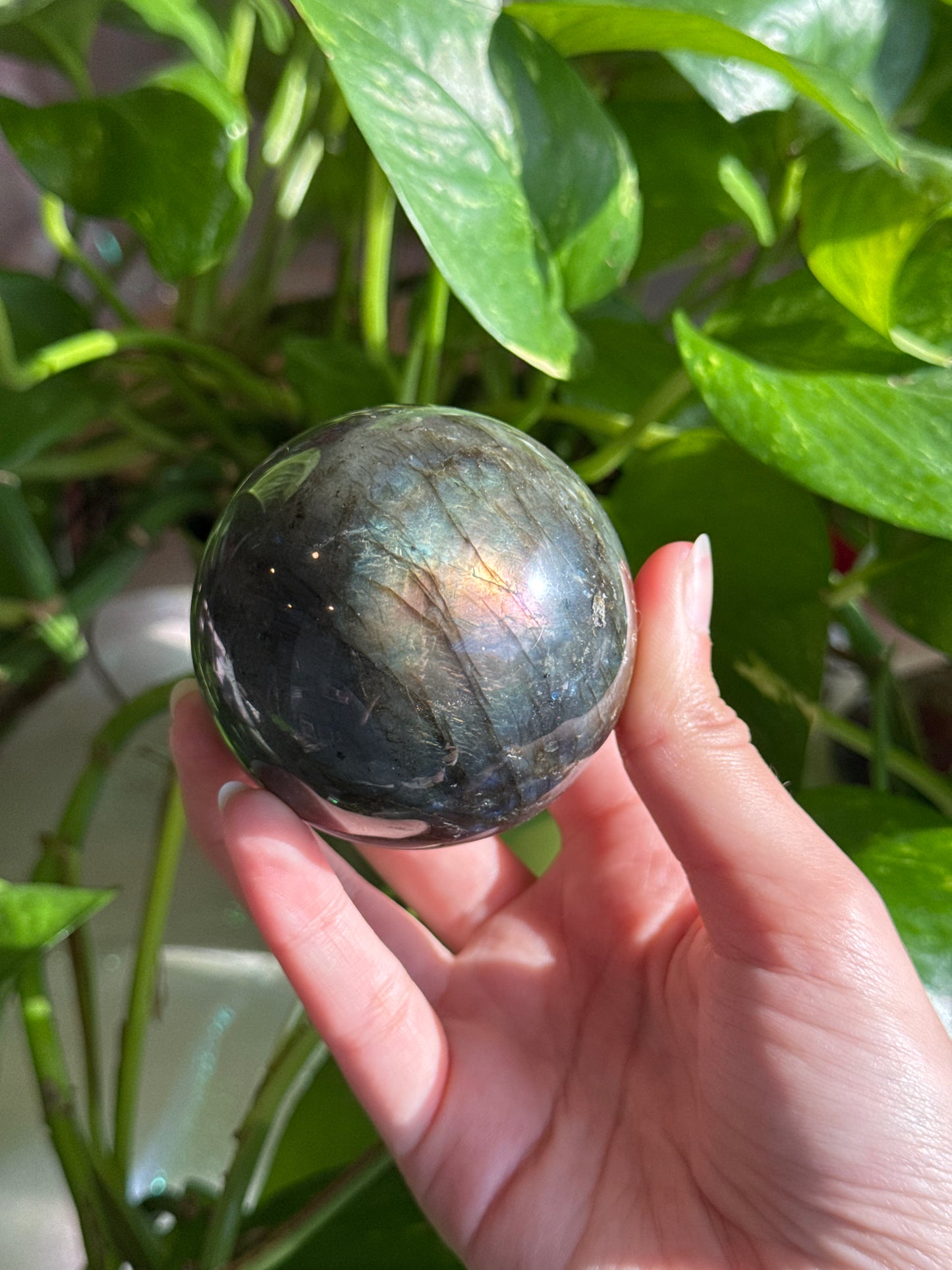 Pink & Orange & Blue Labradorite Sphere