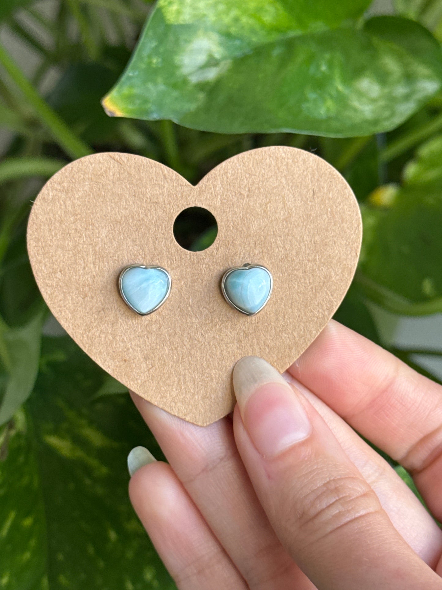 Hemimorphite Heart Earrings