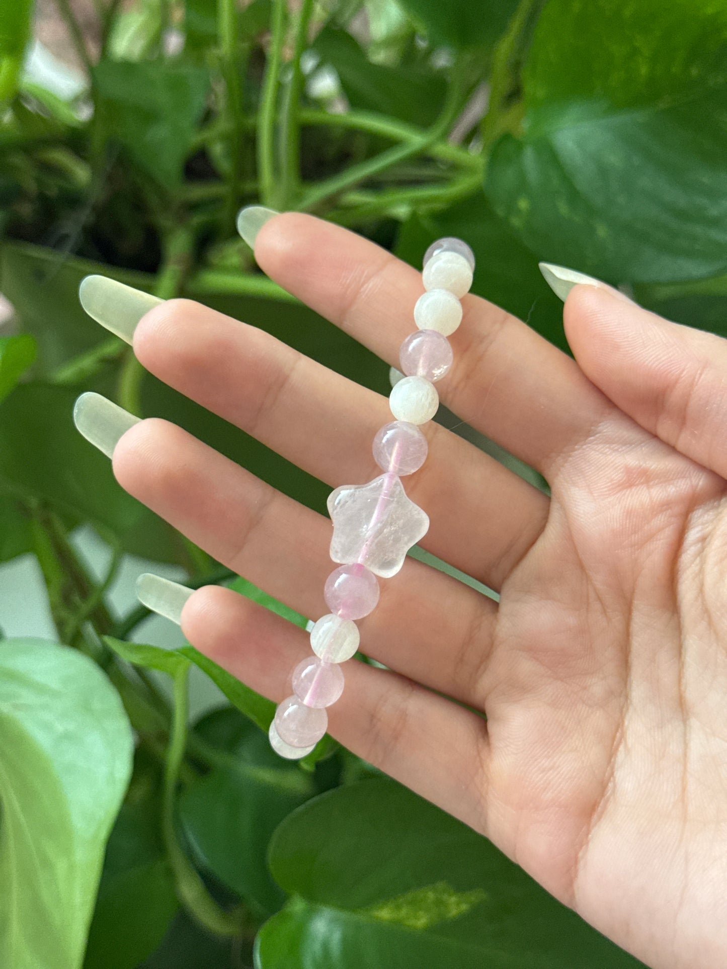 Rose Quartz & White Calcite Star Bracelet