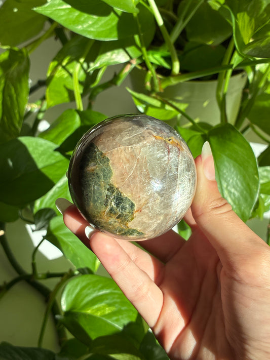 Peach & Grey Moonstone Sphere (repaired)