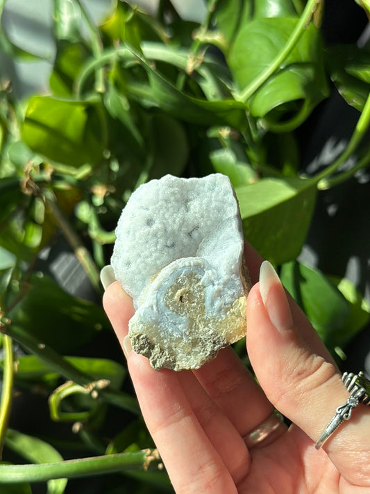 Sparkly Snowy Blue Chalcedony Specimen