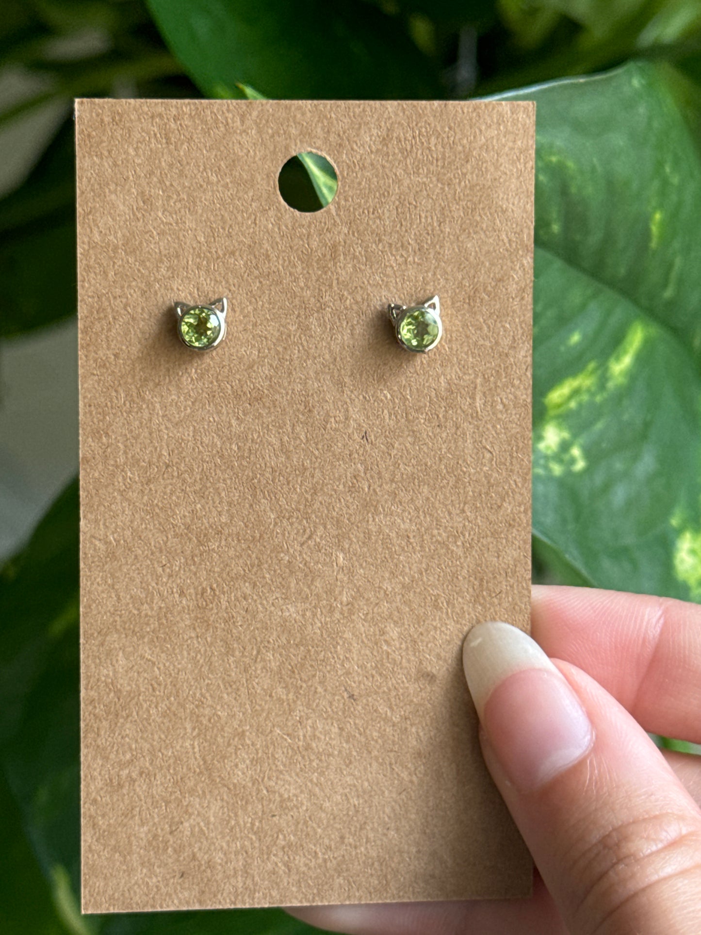 Amethyst & Peridot Cat Earrings