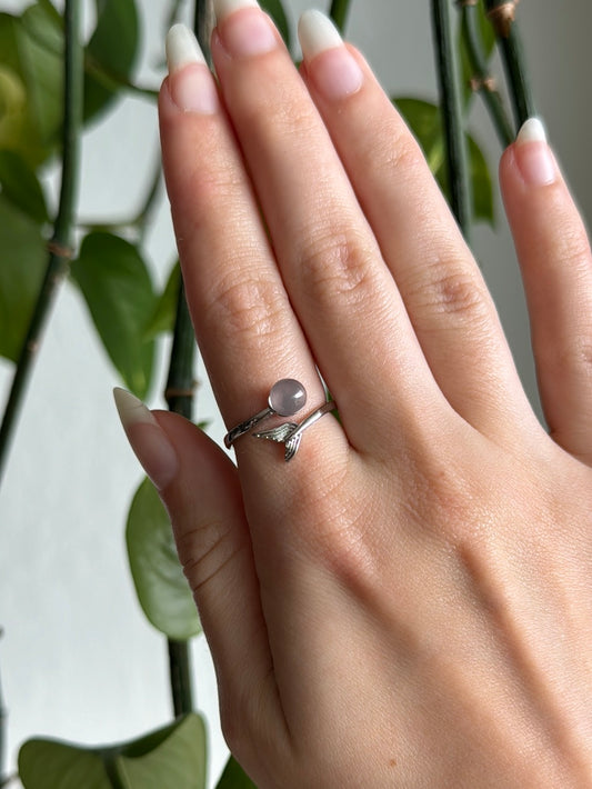 Rose Quartz Mermaid Tail Adjustable Ring