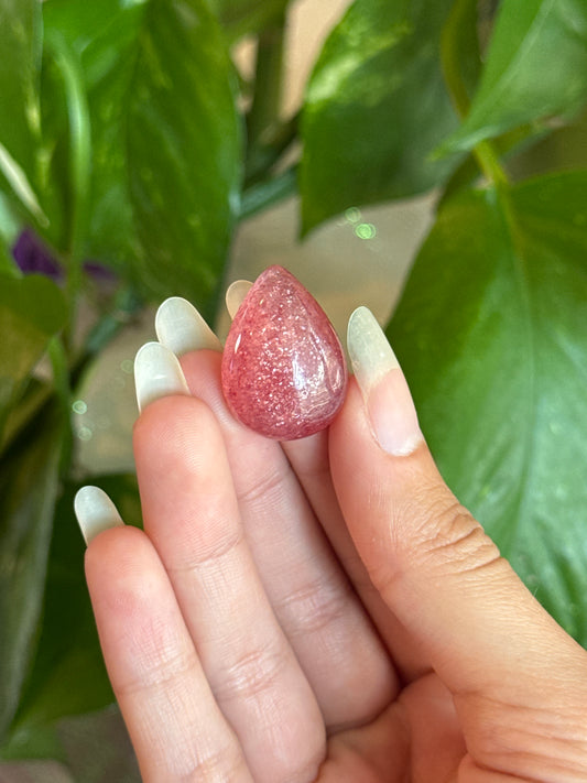Glittery Strawberry Quartz Teardrop