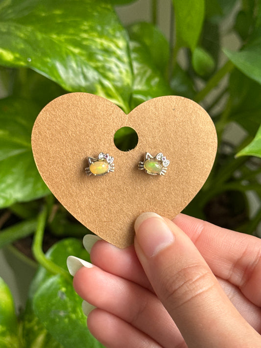 Opal Hello Kitty Earrings