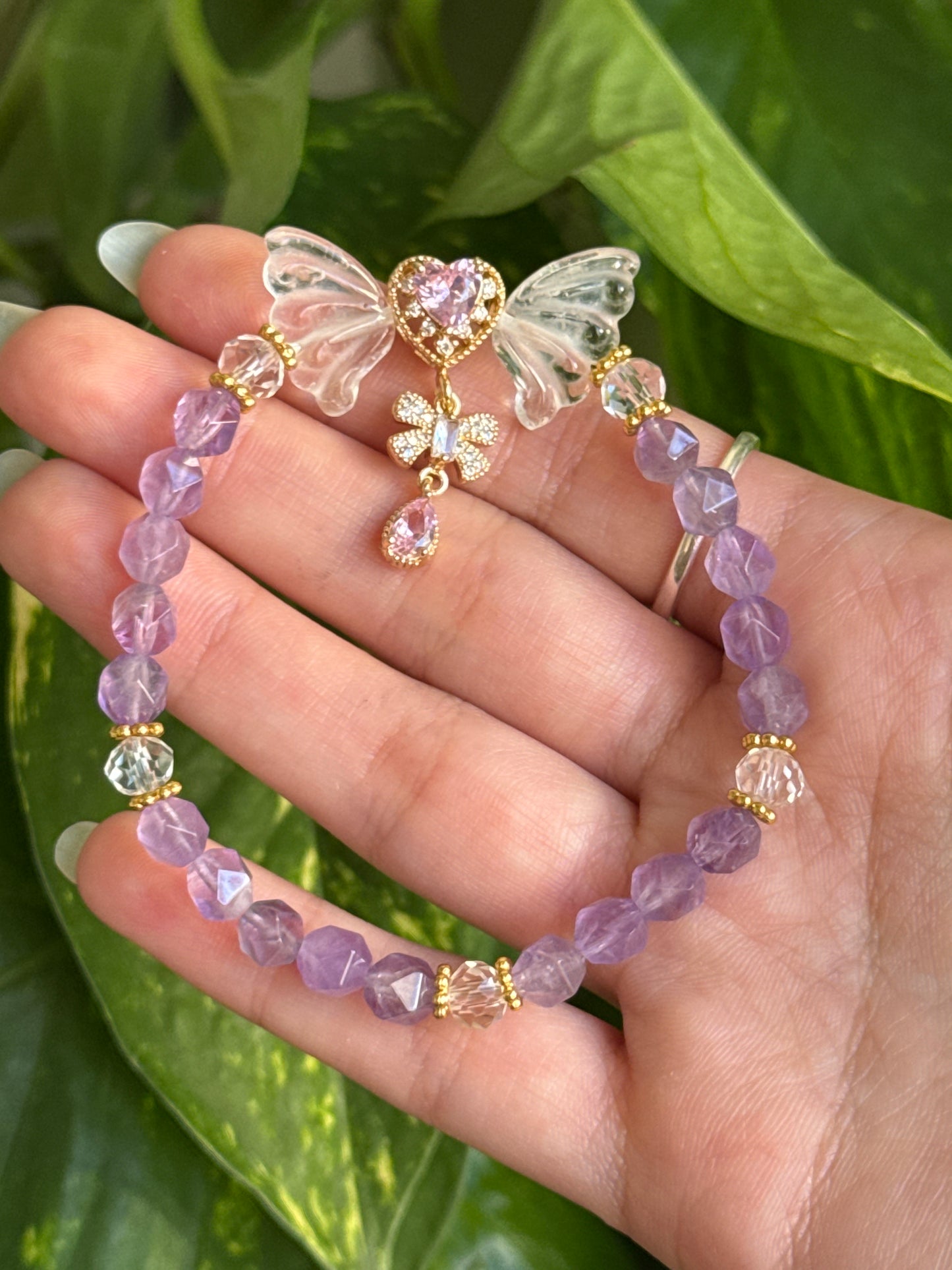 Amethyst & Clear Quartz Fairy Bracelet