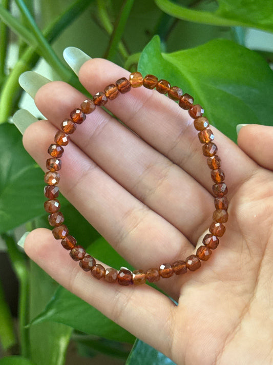 Amber Tone Garnet Faceted Dainty Bracelet