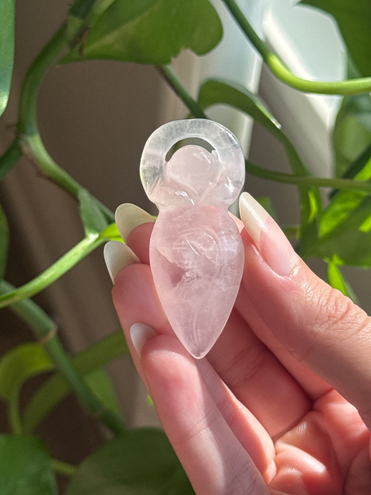 Mini Gaia Symbol Rose Quartz Carving