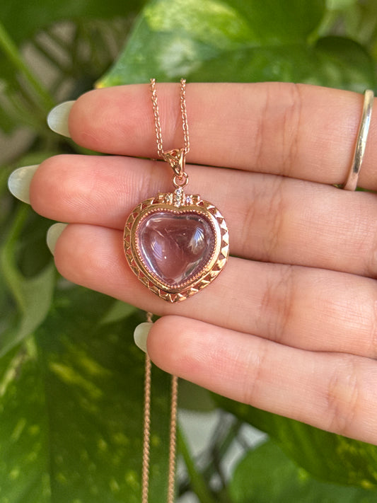 Amethyst Heart Rose Gold Necklace