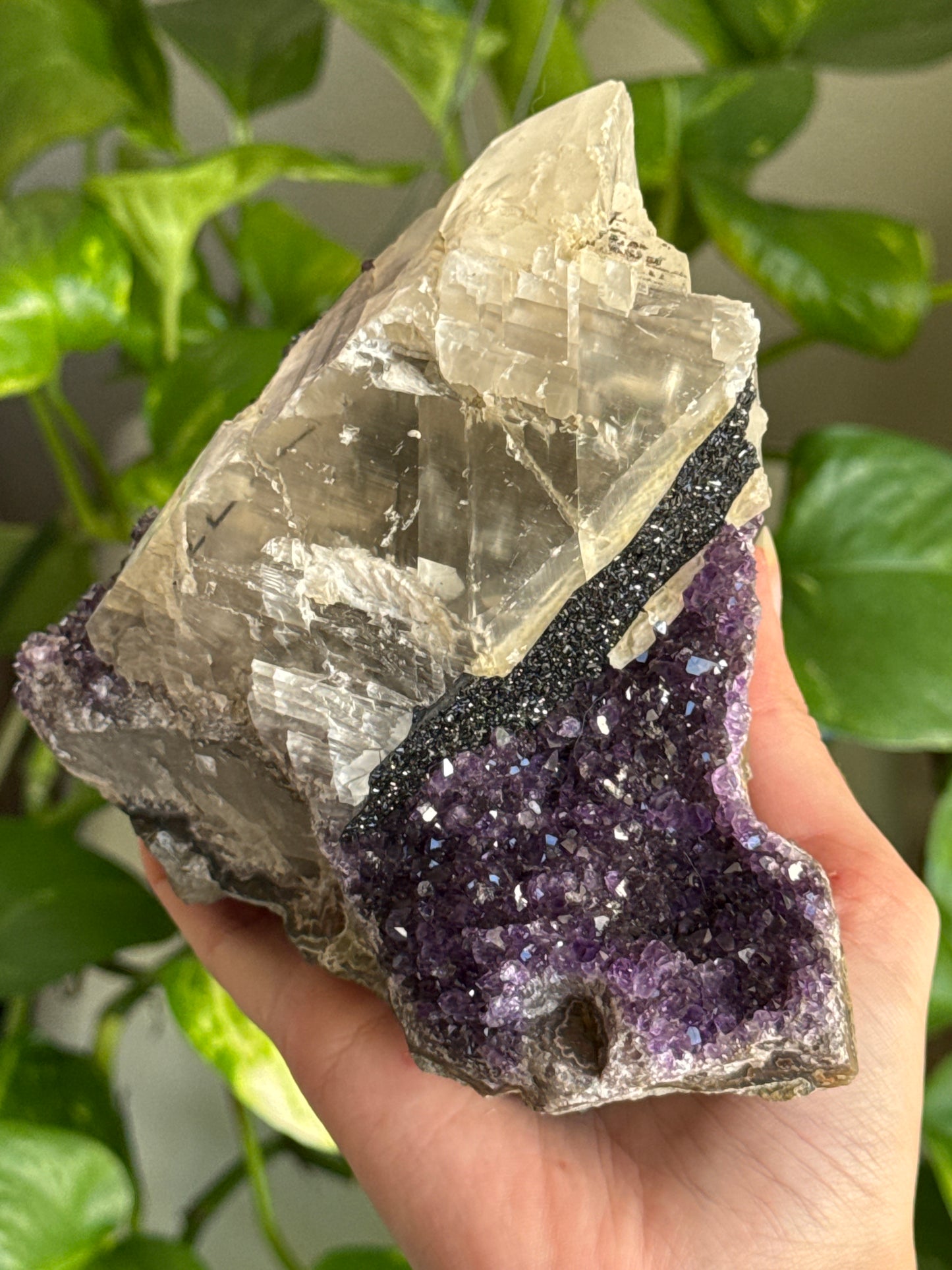 Large Unique Amethyst & Black Amethyst & Huge Calcite & Rutile Cluster