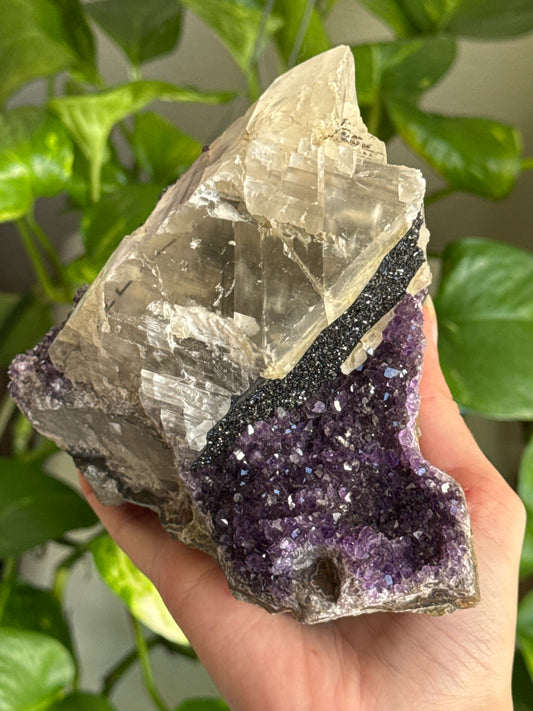 Large Unique Amethyst & Black Amethyst & Huge Calcite & Rutile Cluster