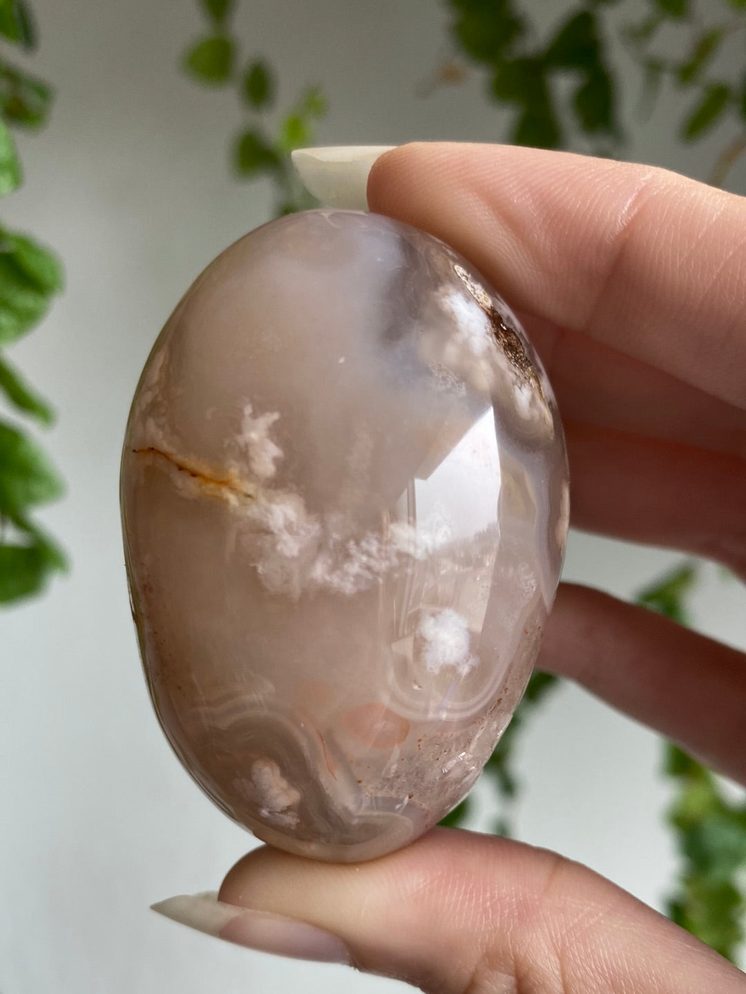 Druzy Flower Agate Egg/Palmstone