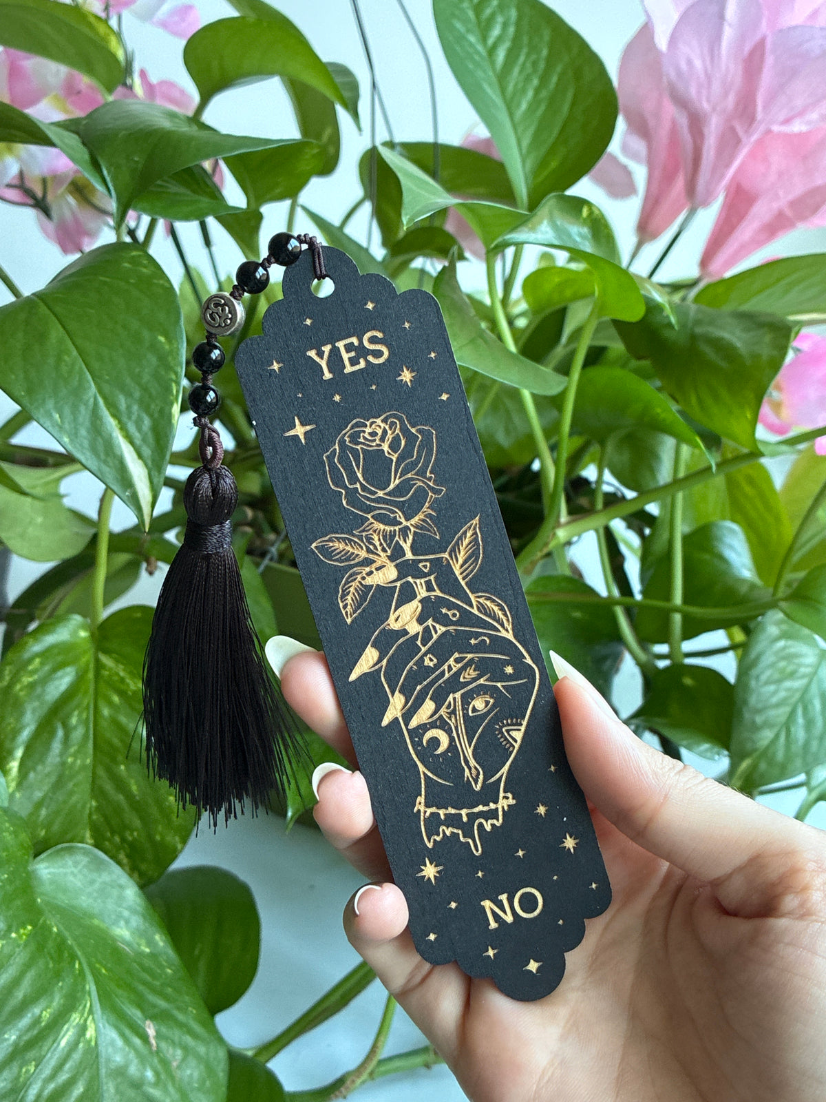 Black Rose Hand Wood Bookmark | You Pick Material