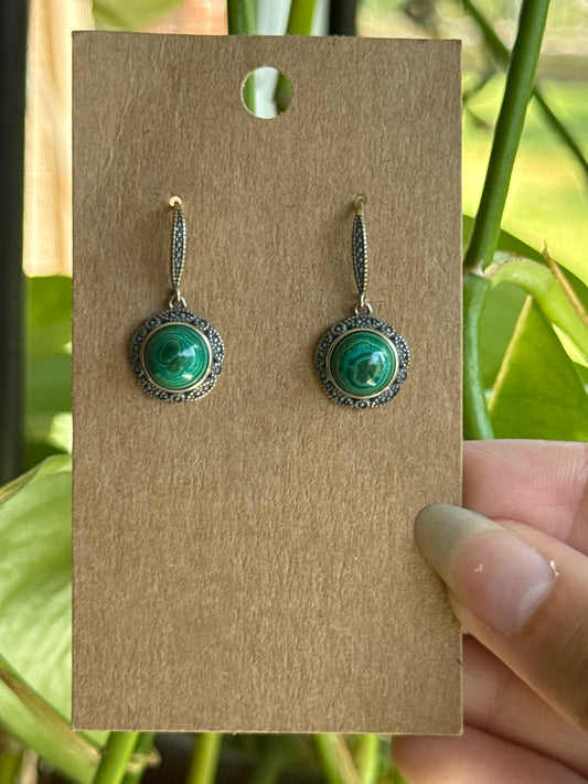 Malachite & Chrysocolla 925 Silver Earrings