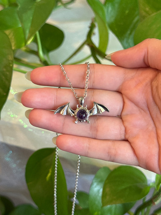 Amethyst Bat Creature Necklace
