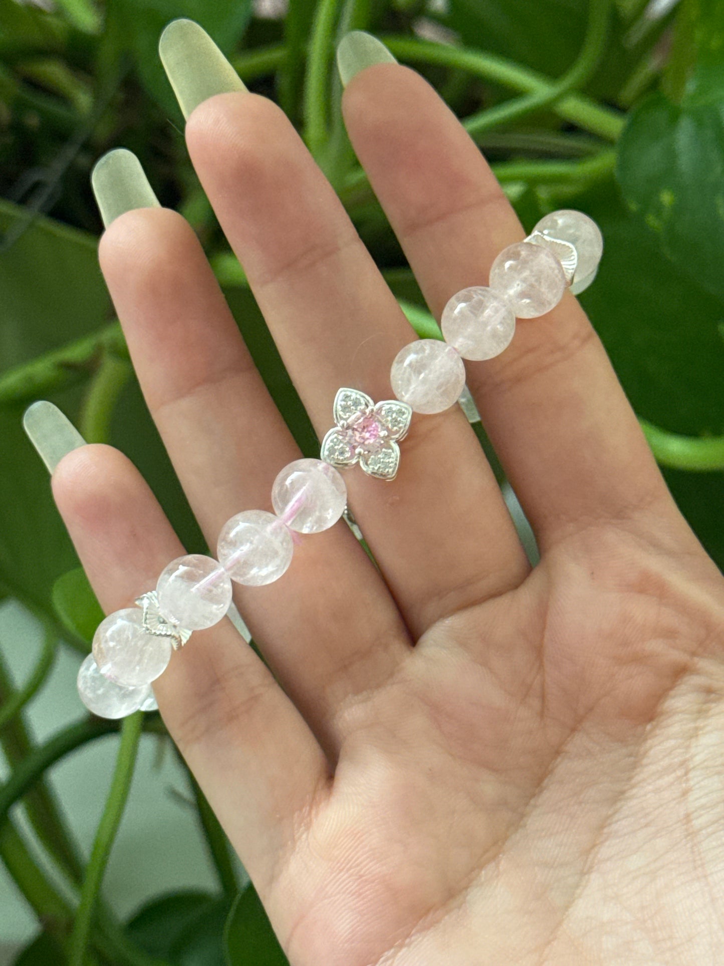 Rose Quartz Flower Bracelet