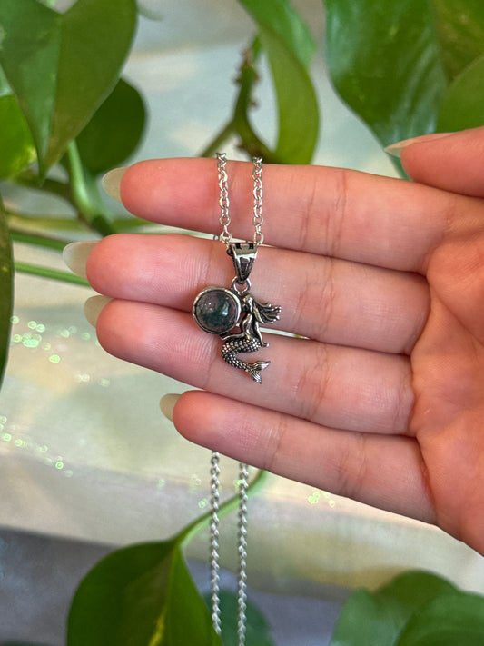 Moss Agate Mermaid Necklace