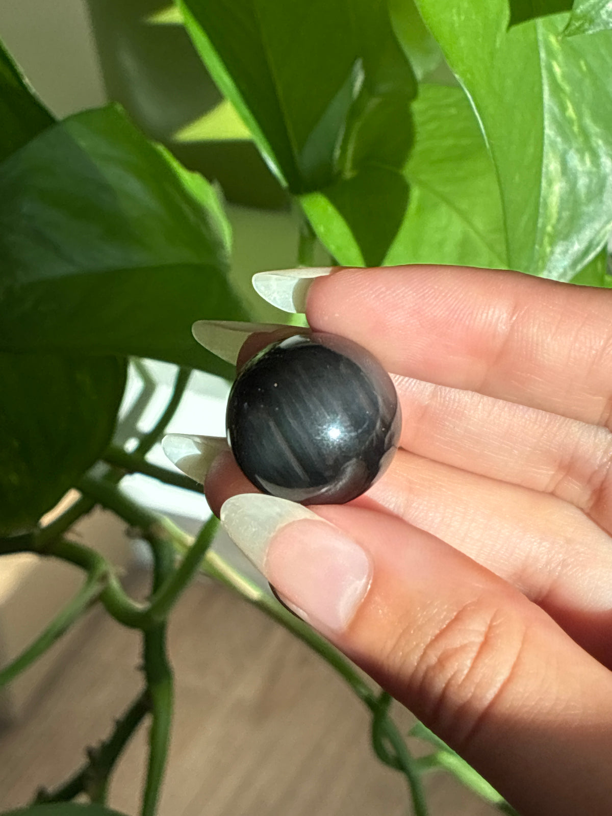 Rainbow Obsidian Striped Flash Mini Sphere