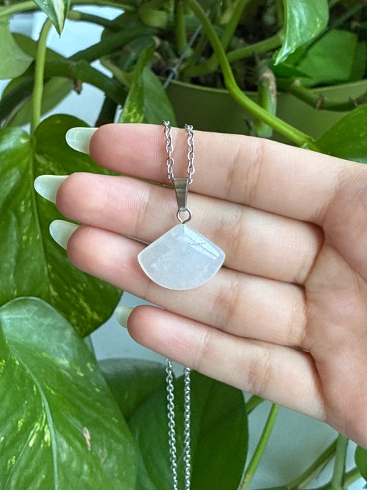 Rose Quartz Fan Necklace