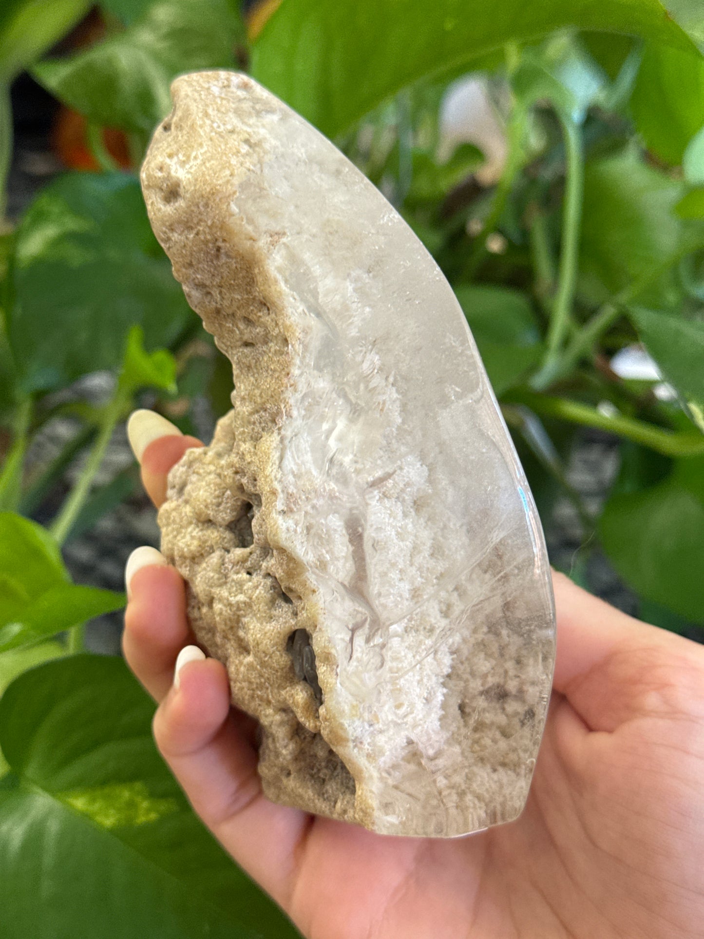 Unique White Garden Quartz Lens Flame