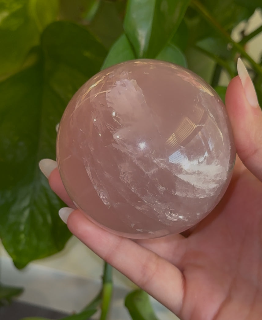 Gemmy Star Flash Rose Quartz Sphere