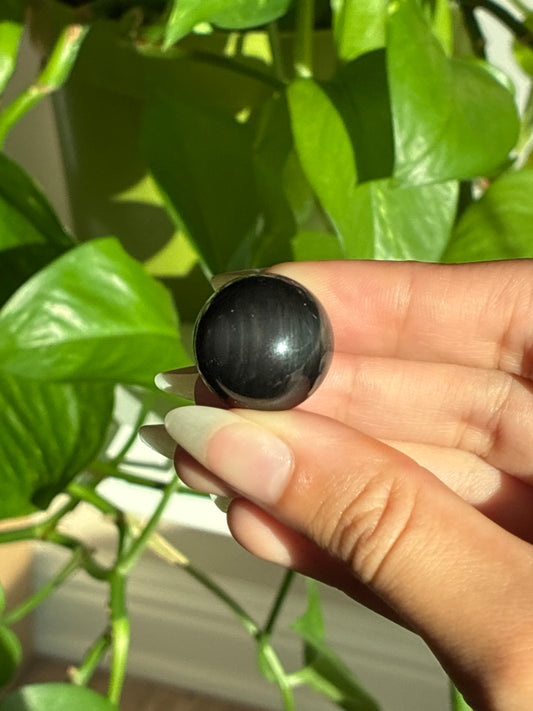 Rainbow Obsidian Striped Flash Mini Sphere