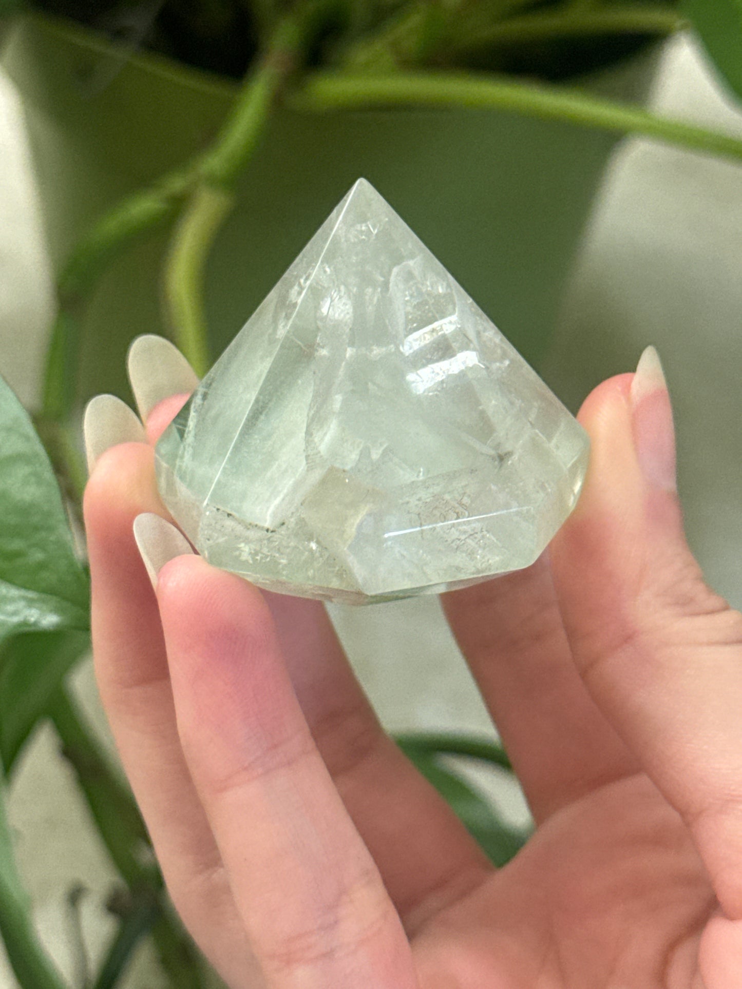 Green Fluorite Diamond With Unique Inclusions