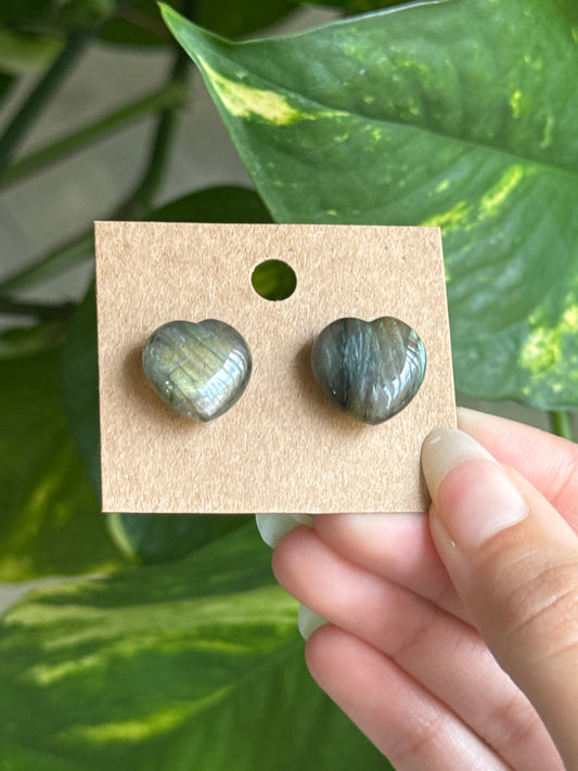 Labradorite Heart Earrings