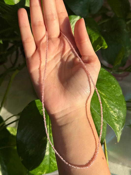 Strawberry Quartz Dainty Faceted Beaded Adjustable Necklace