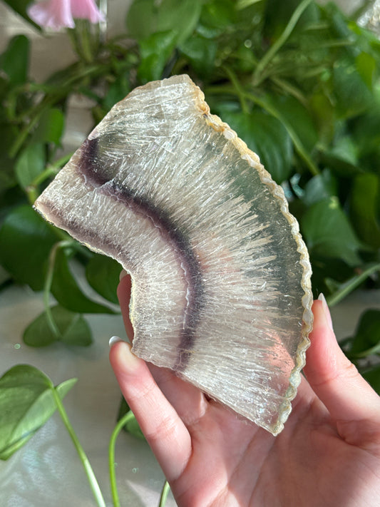 Unique Clear & Magenta Fluorite Slab with Tons of Rainbows B