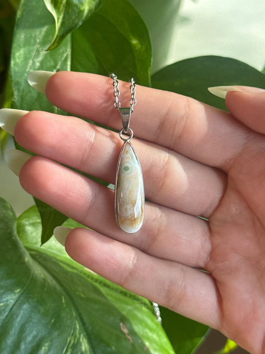 Orbicular Sea Jasper Teardrop Necklace