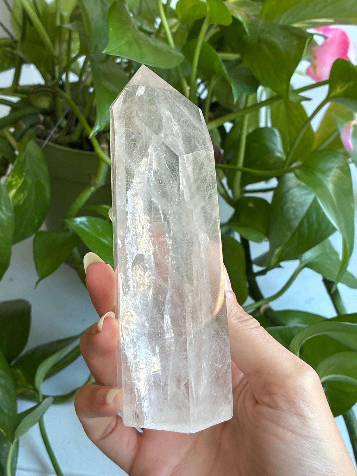 Chunky Large Clear Quartz Tower with Rainbows