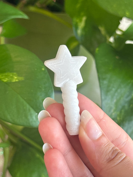 White Calcite Star Wand