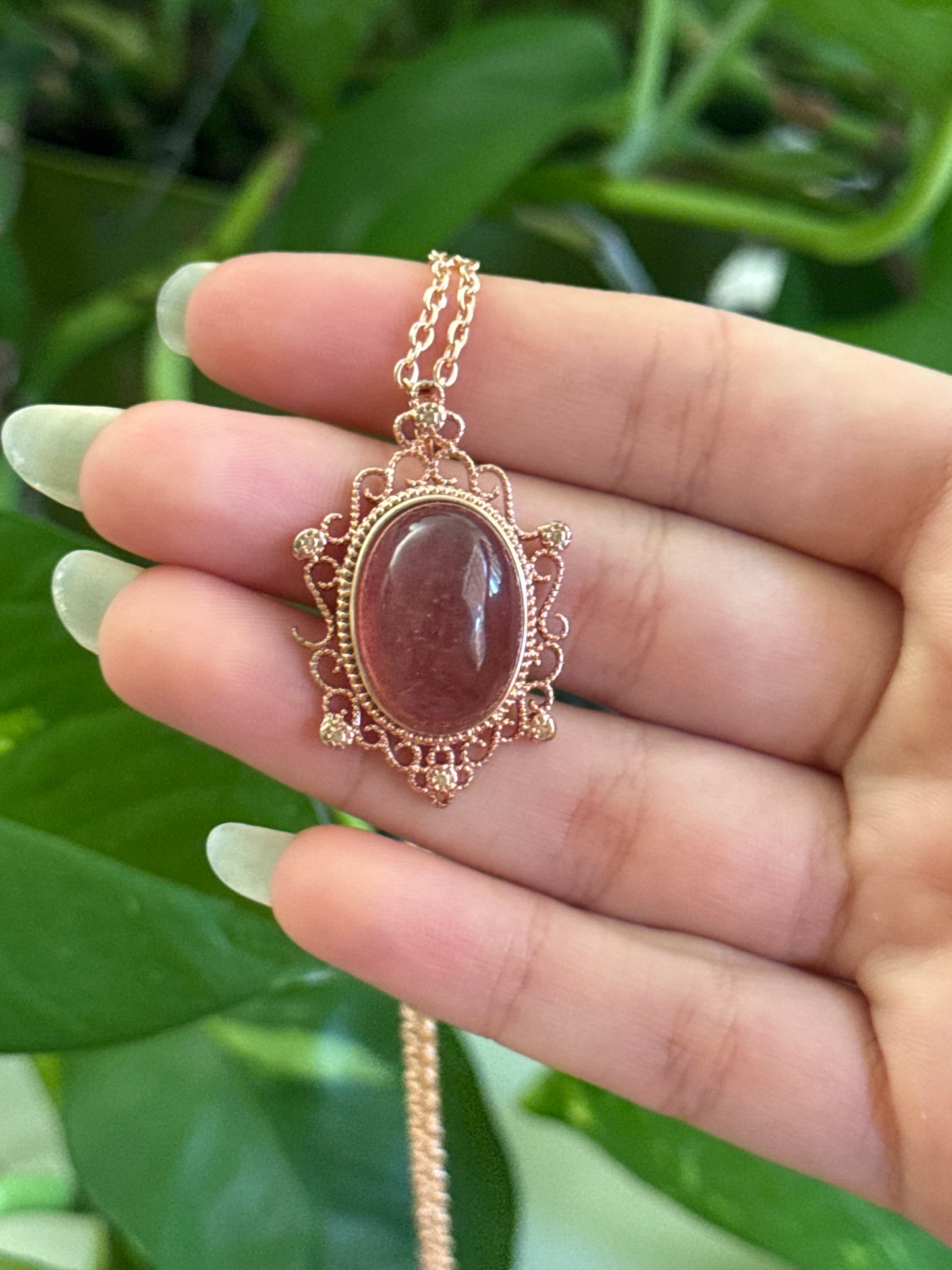 Strawberry Quartz Rose Gold Necklace