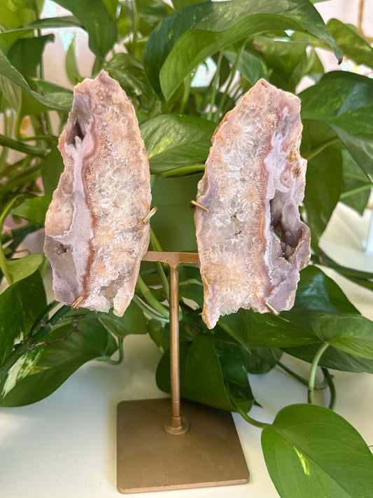 Pink Amethyst Druzy Butterfly Wings