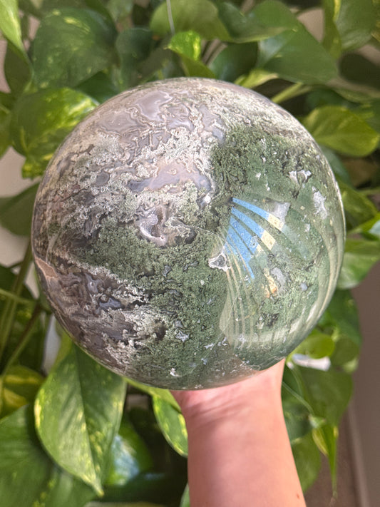 Statement 5.8” Moss Agate Druzy Sphere