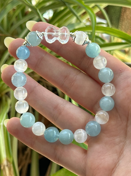 Aquamarine & Selenite Bracelet