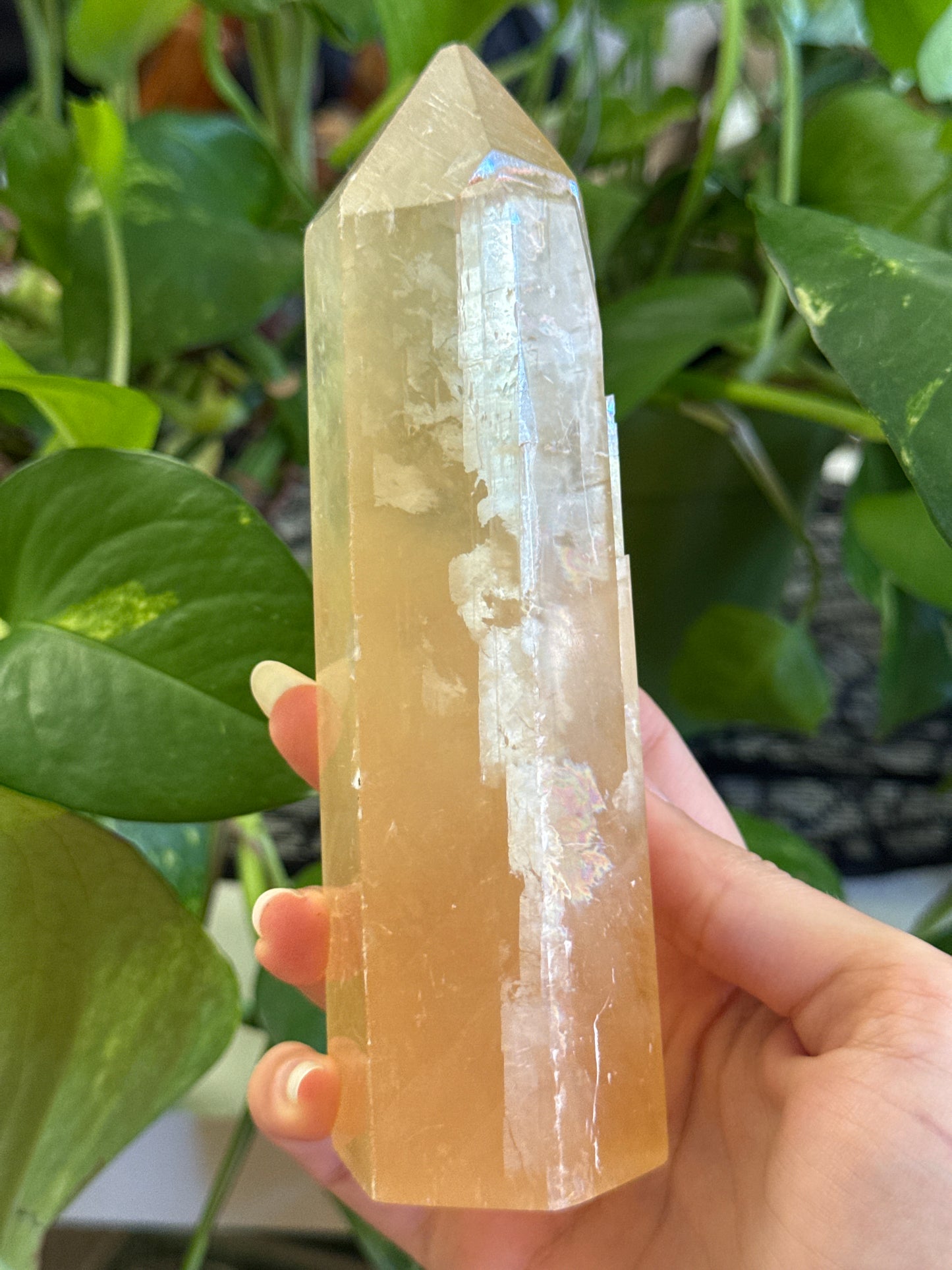 Large Honey Calcite Imperfect Tower