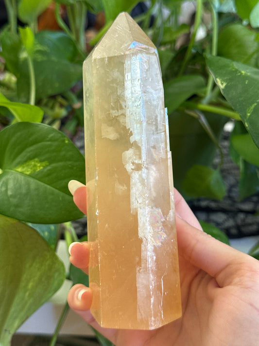 Large Honey Calcite Imperfect Tower