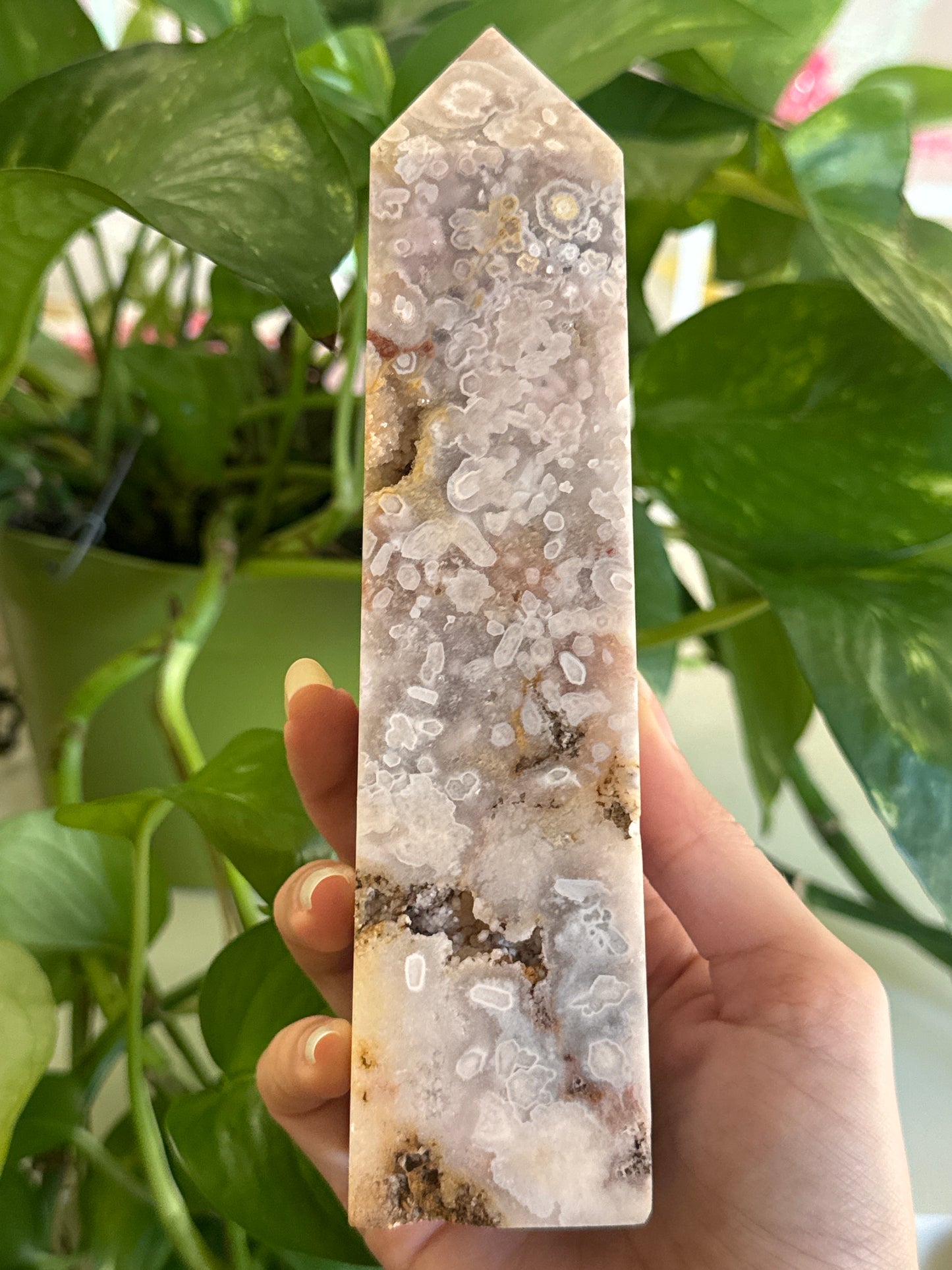 Druzy Pink Amethyst & Flower Agate Large Tower